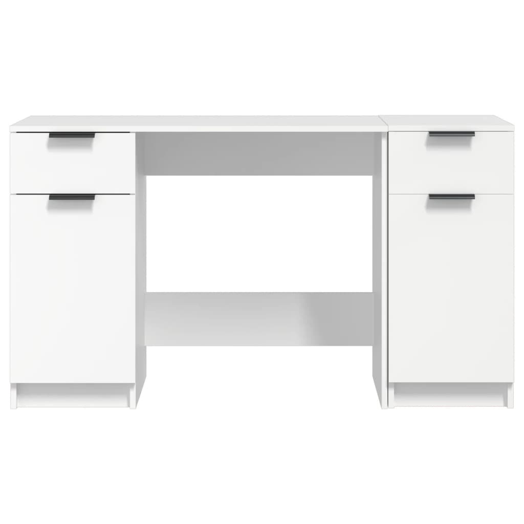 Bureau avec armoire latérale Blanc Bois d'ingénierie