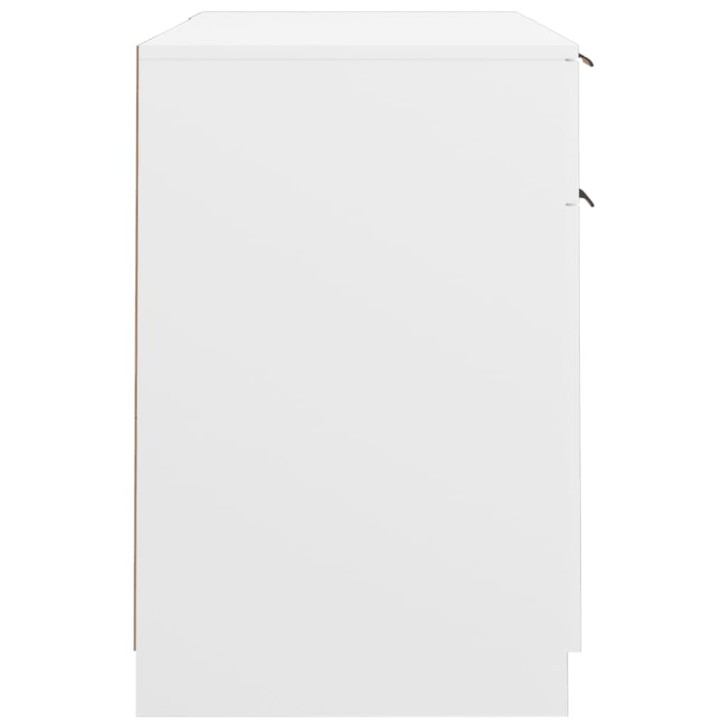 Bureau avec armoire latérale Blanc Bois d'ingénierie
