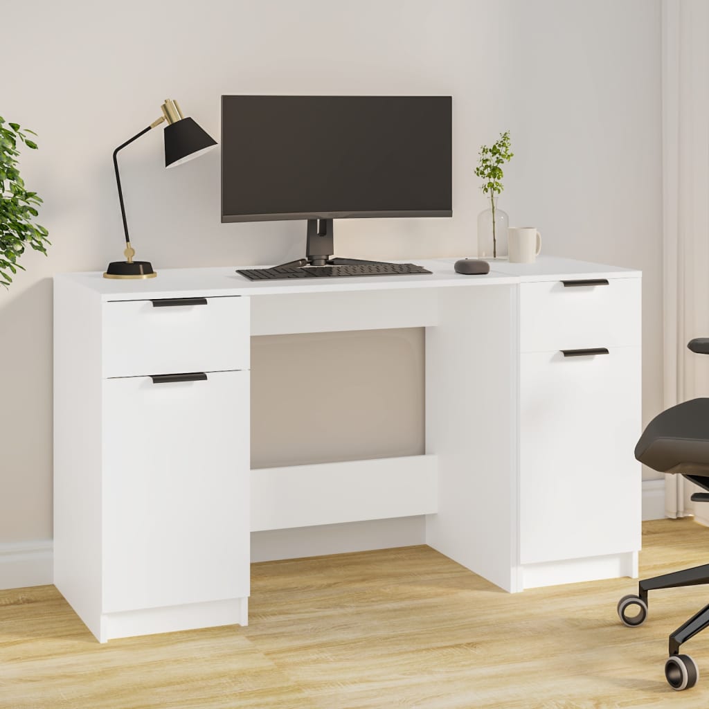 Bureau avec armoire latérale Blanc Bois d'ingénierie - XIOS