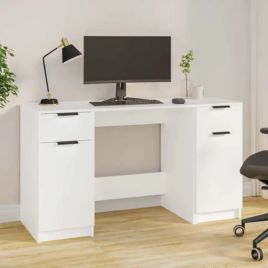 Bureau avec armoire latérale Blanc Bois d’ingénierie - XIOS