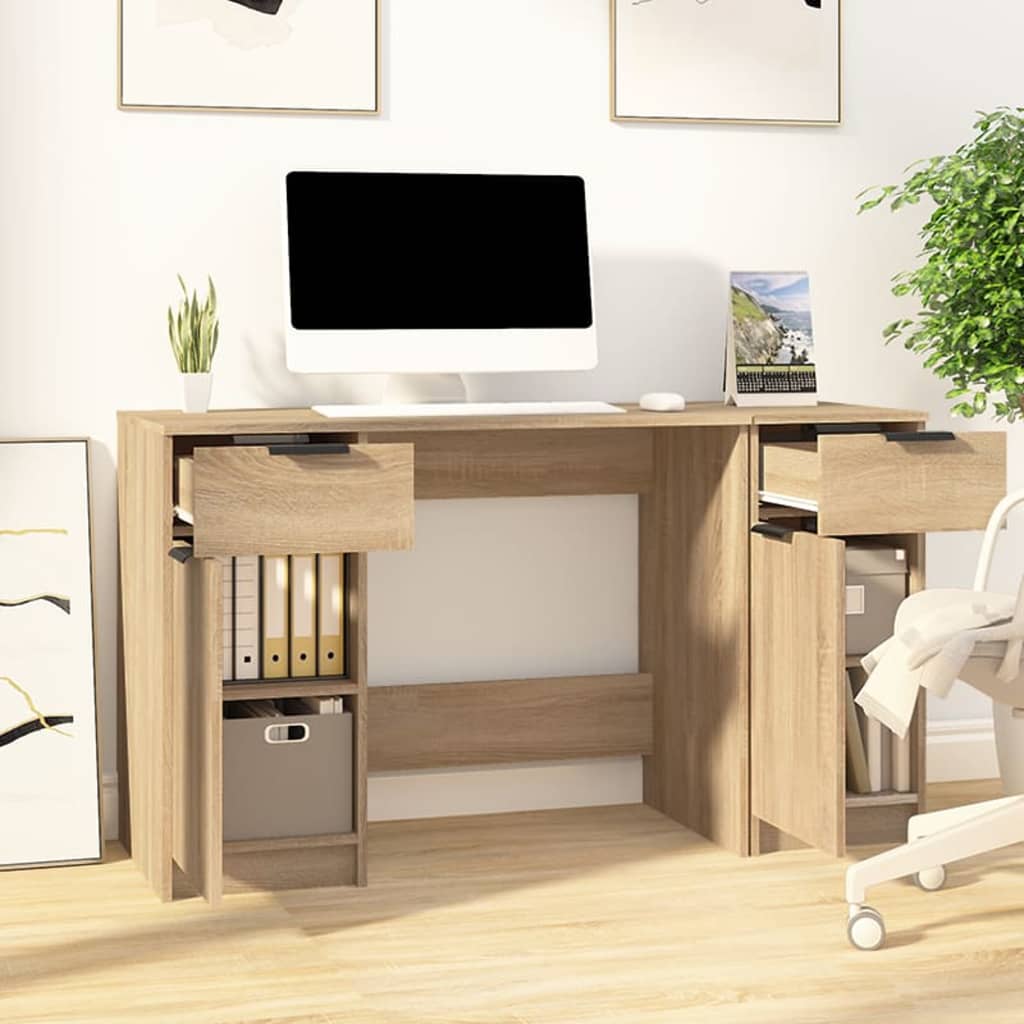 Bureau avec armoire latérale Chêne sonoma Bois d'ingénierie