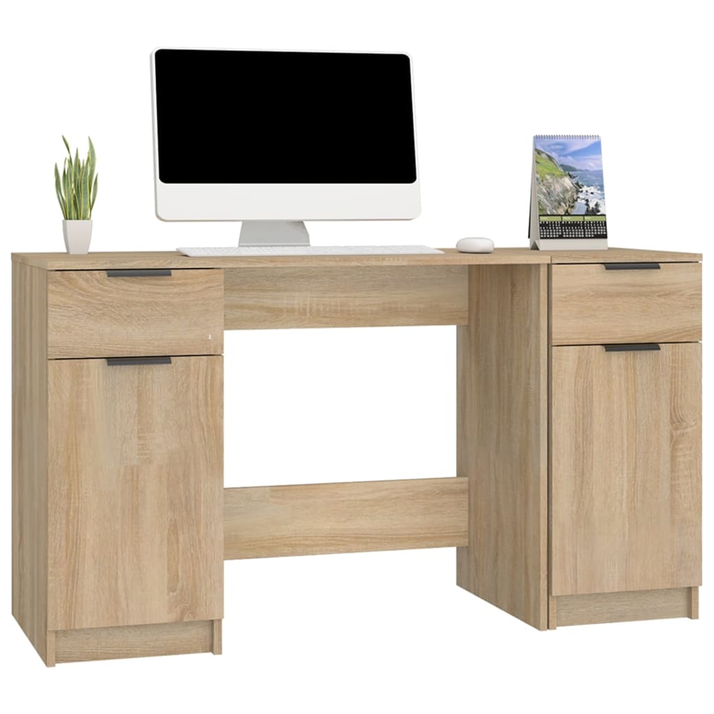 Bureau avec armoire latérale Chêne sonoma Bois d'ingénierie