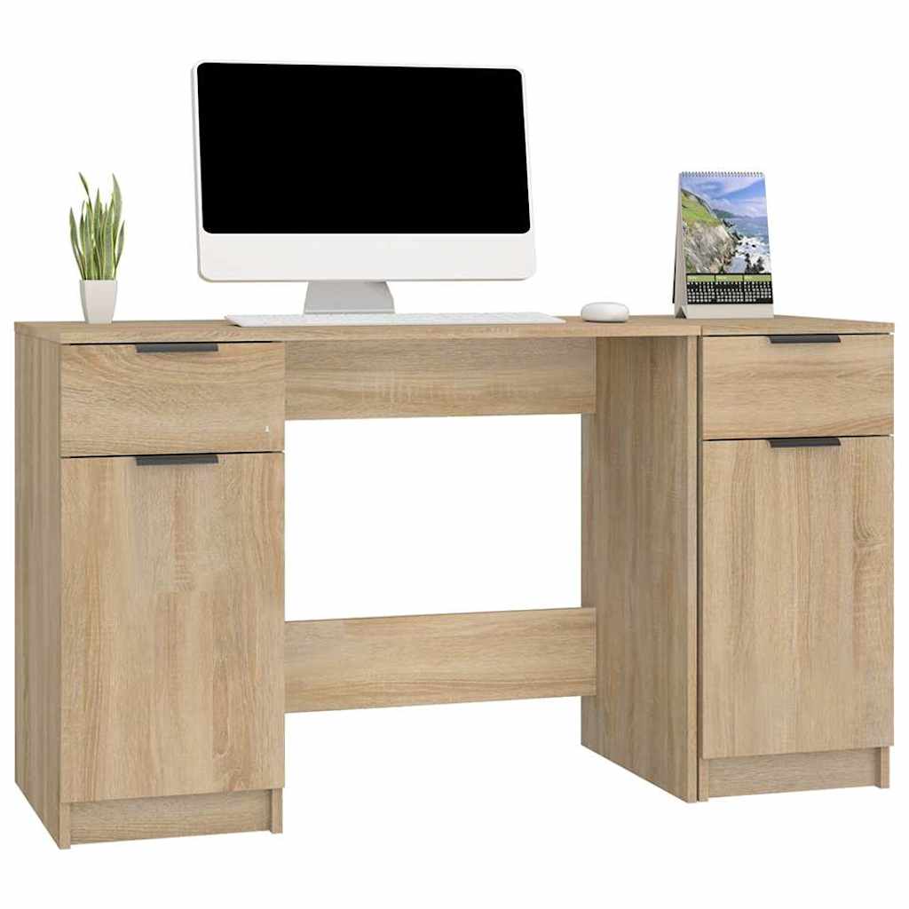 Bureau avec armoire latérale Chêne sonoma Bois d'ingénierie