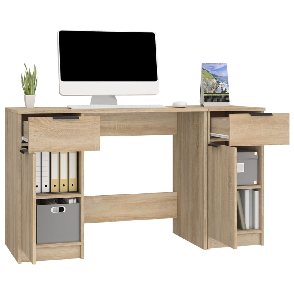 Bureau avec armoire latérale Chêne sonoma Bois d'ingénierie