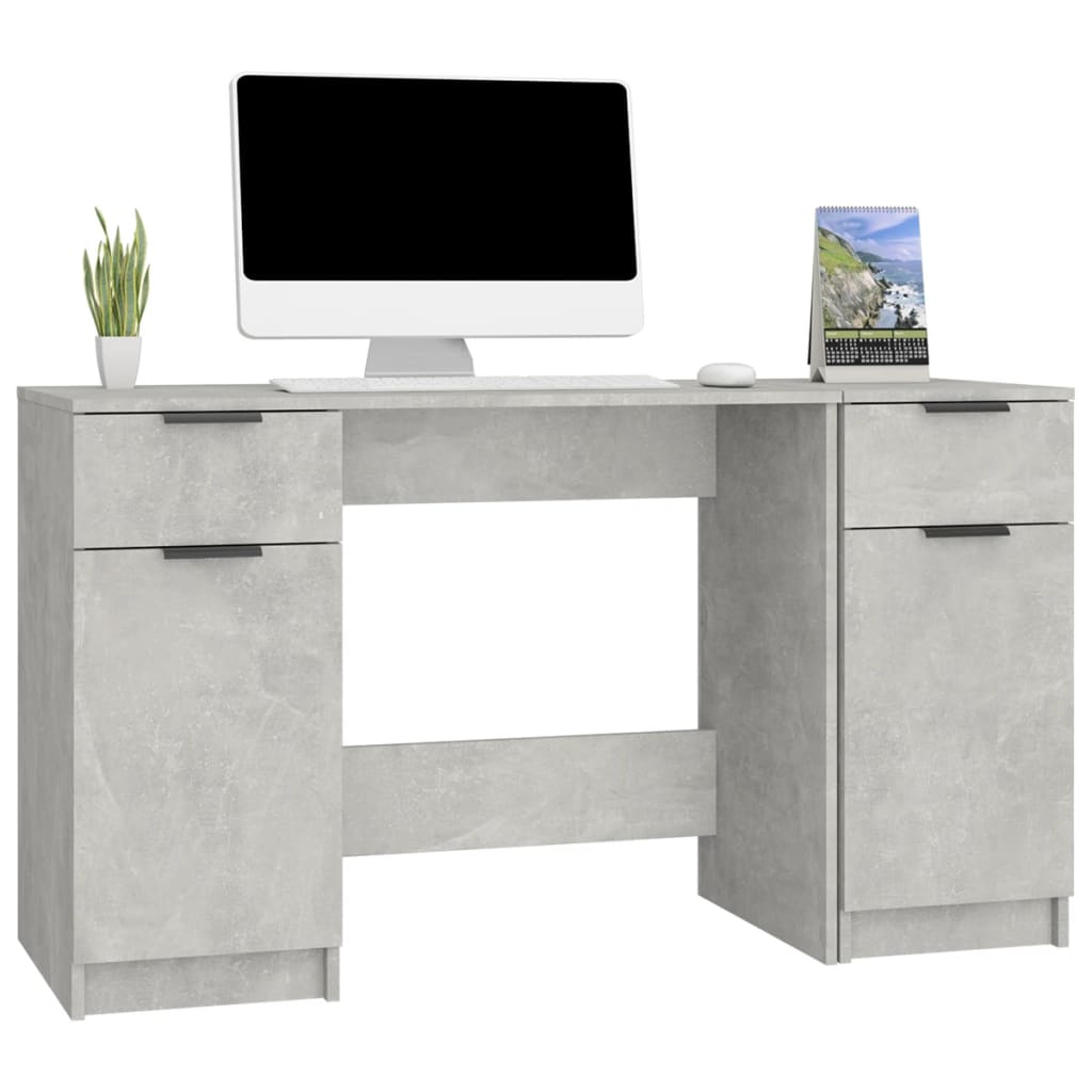 Bureau avec armoire latérale Gris béton Bois d'ingénierie - XIOS