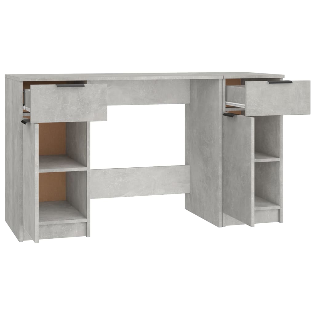 Bureau avec armoire latérale Gris béton Bois d'ingénierie - XIOS