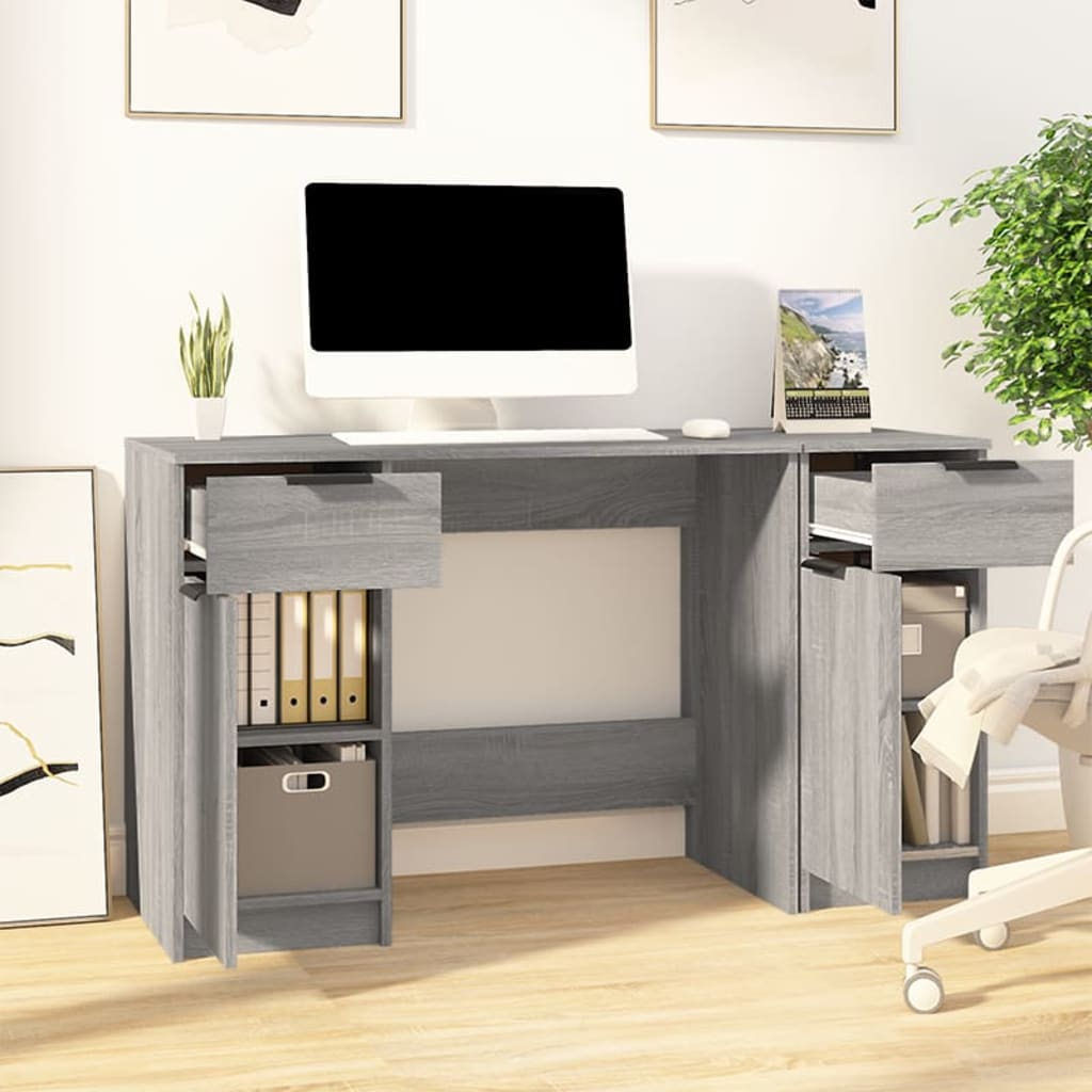 Bureau avec armoire latérale Sonoma gris Bois d'ingénierie - XIOS
