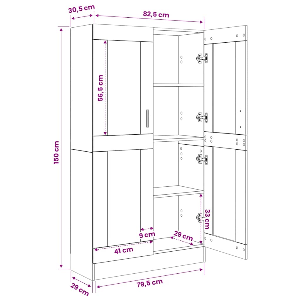 Bibliothèque Sonoma gris 82,5x30,5x150 cm Bois d'ingénierie - XIOS