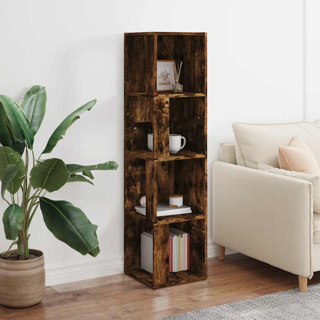 Armoire d'angle Chêne fumé 33x33x132 cm Bois d'ingénierie