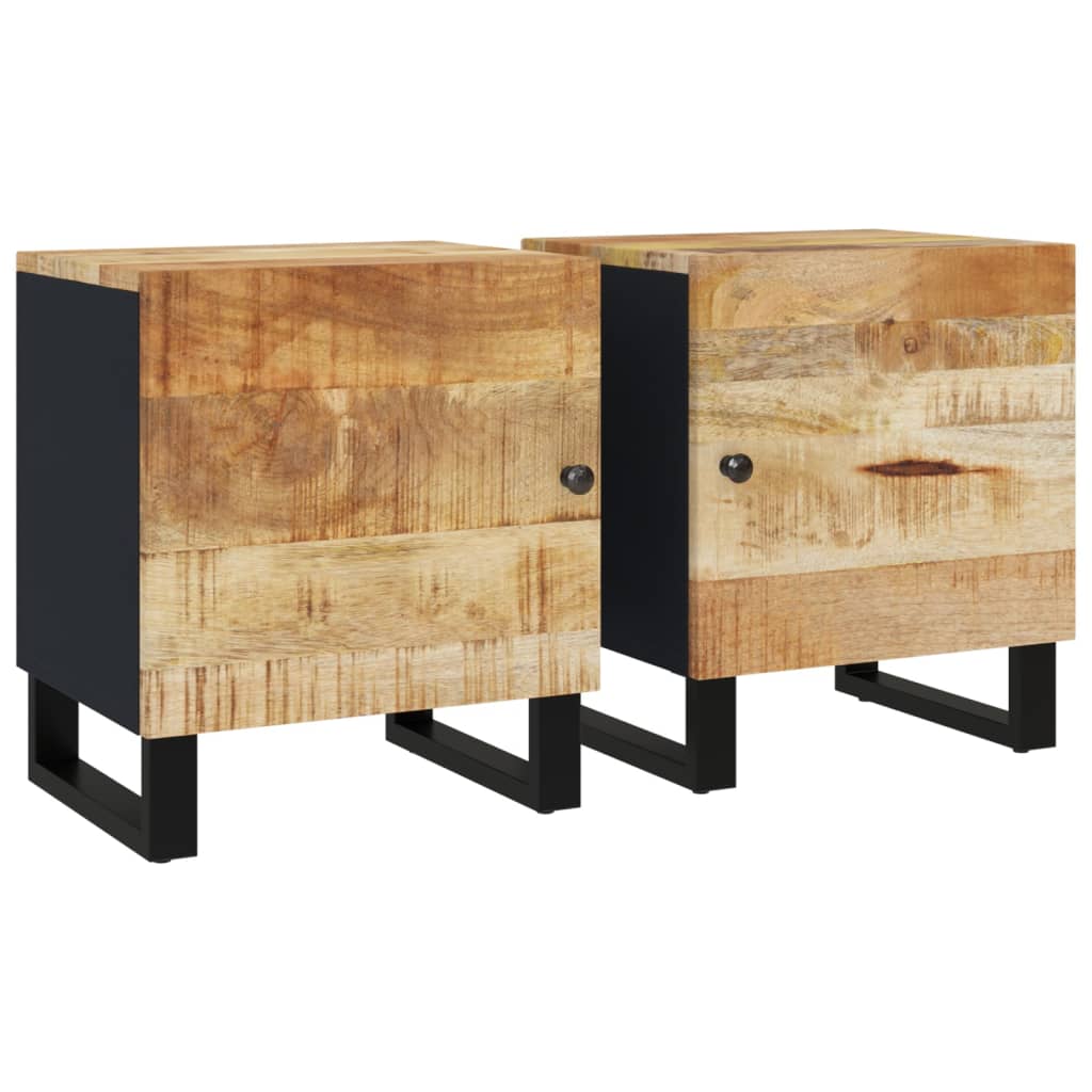 Tables de chevet 2 pcs 40x33x46 cm Bois de manguier solide - XIOS
