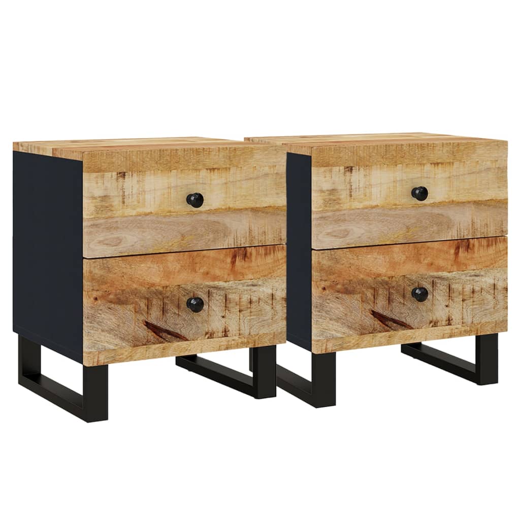 Tables de chevet 2 pcs 40x33x46 cm Bois de manguier solide - XIOS