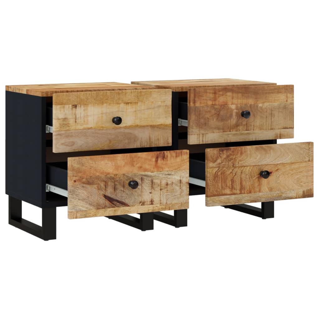 Tables de chevet 2 pcs 40x33x46 cm Bois de manguier solide - XIOS