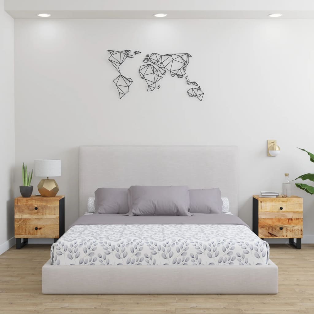 Tables de chevet 2 pcs 40x33x46 cm Bois de manguier solide - XIOS