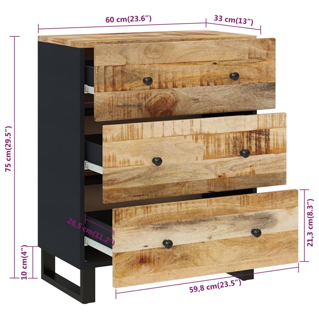Buffet 60x33x75 cm Bois massif de manguier