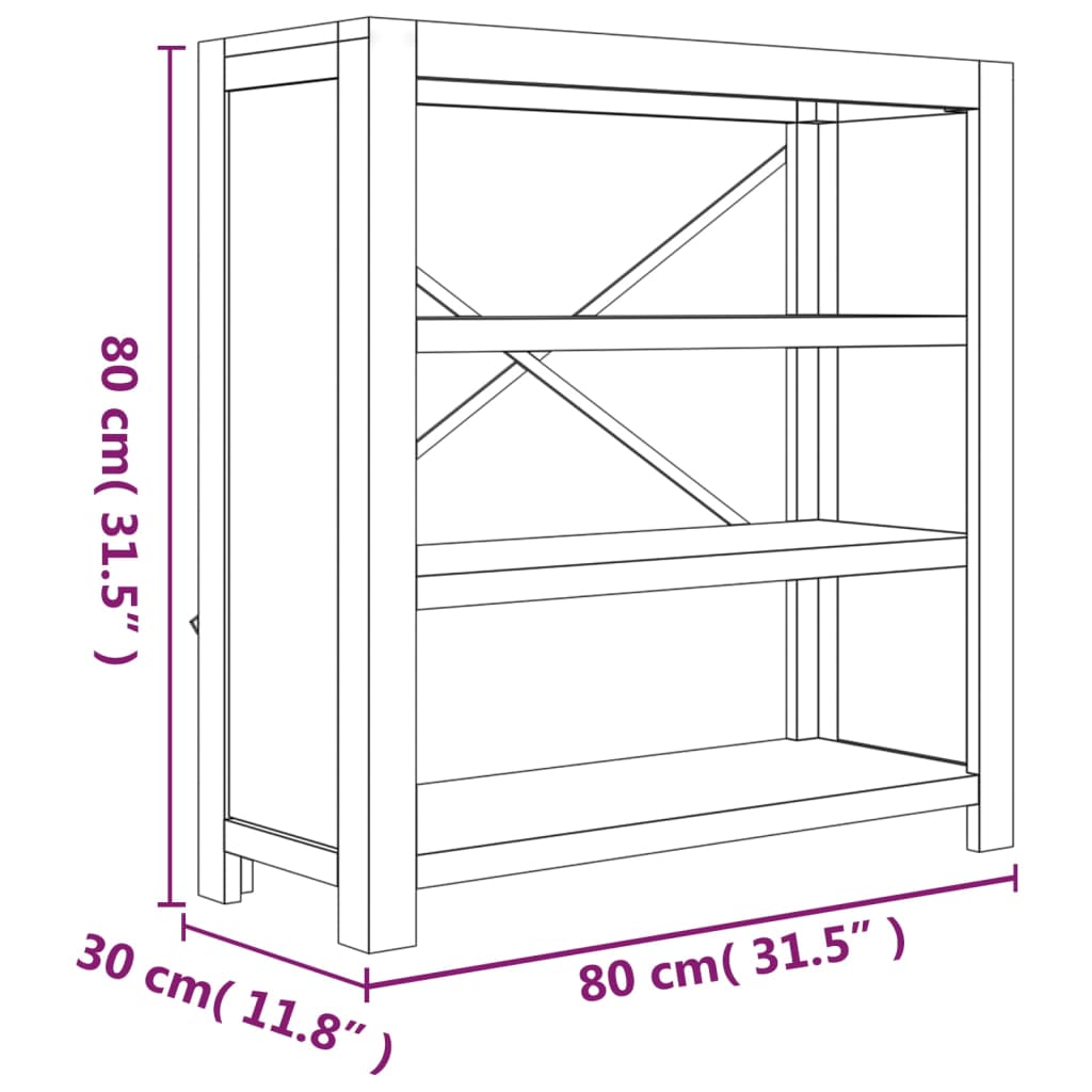 Bibliothèque 3 niveaux 80x30x80 cm Bois solide d'acacia