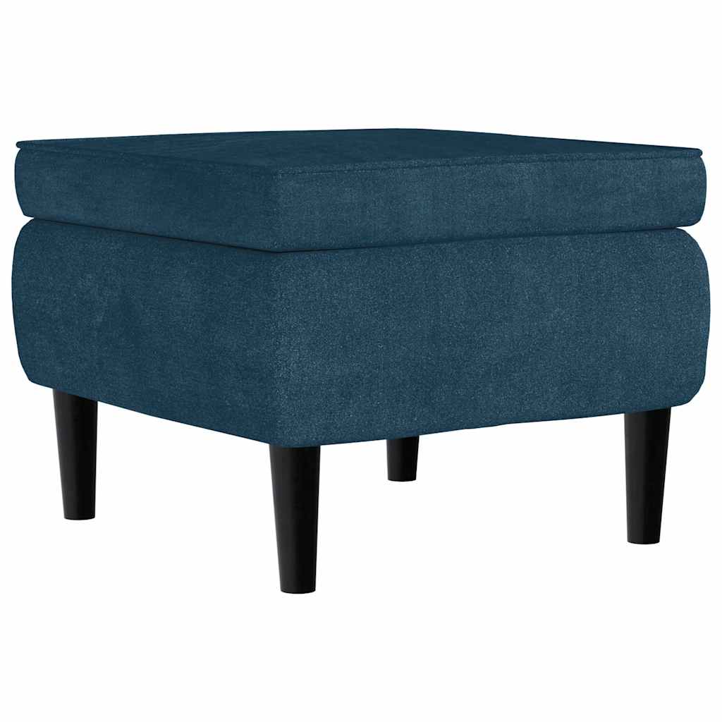 Fauteuil à oreilles avec tabouret bleu velours - XIOS