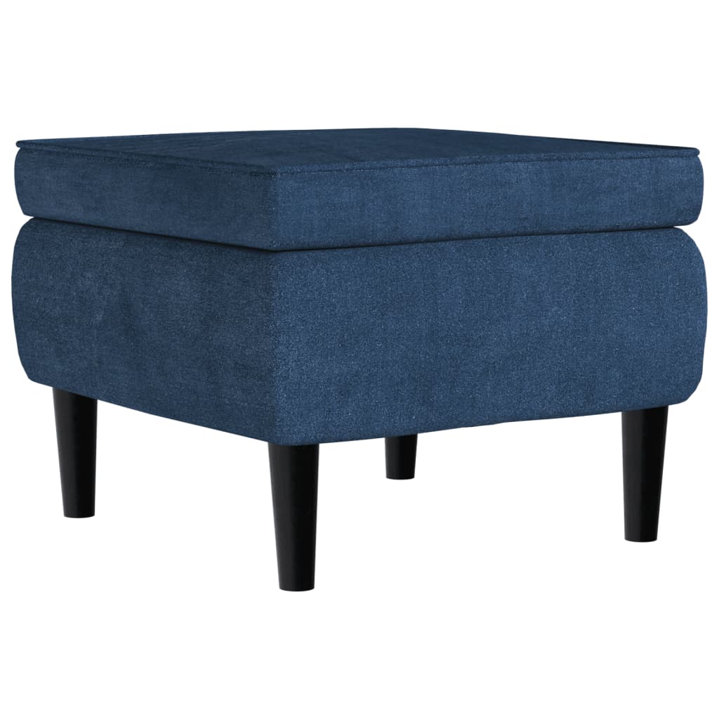 Fauteuil à oreilles avec tabouret bleu velours - XIOS