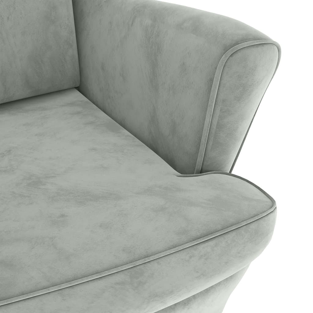Fauteuil à oreilles avec tabouret gris clair velours - XIOS