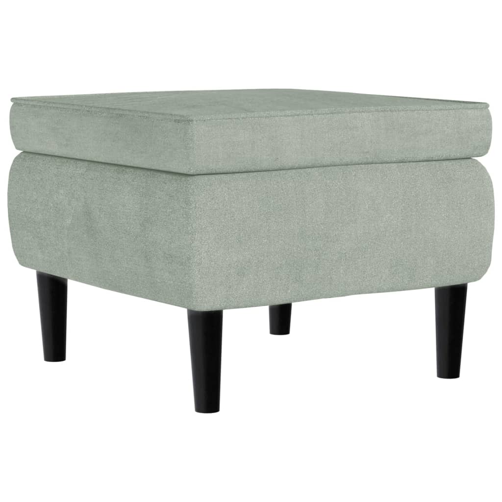 Fauteuil à oreilles avec tabouret gris clair velours - XIOS