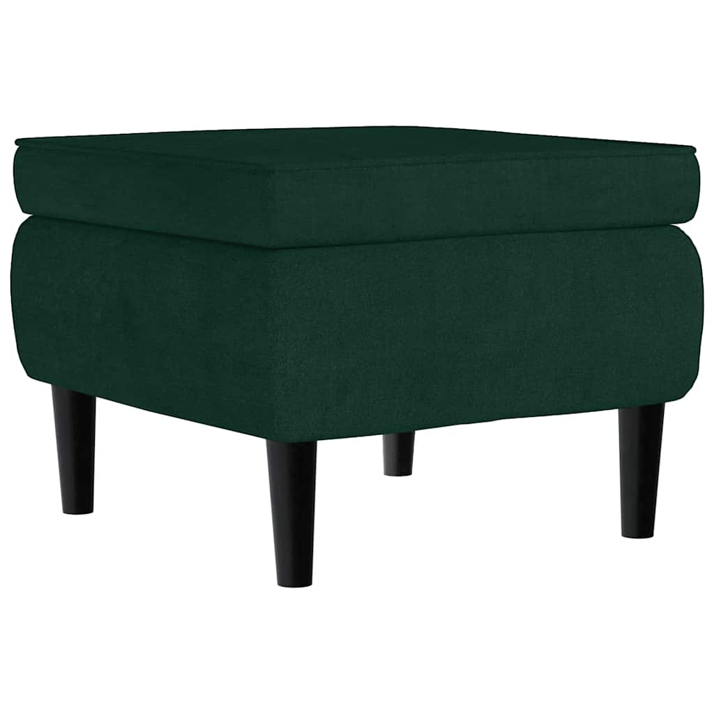 Fauteuil à oreilles avec tabouret vert foncé velours - XIOS