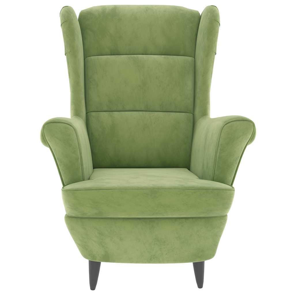 Fauteuil à oreilles avec tabouret vert clair velours