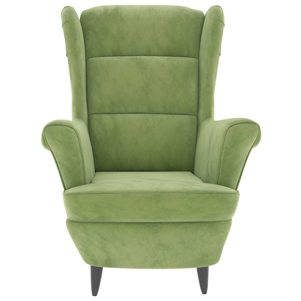 Fauteuil à oreilles avec tabouret vert clair velours - XIOS