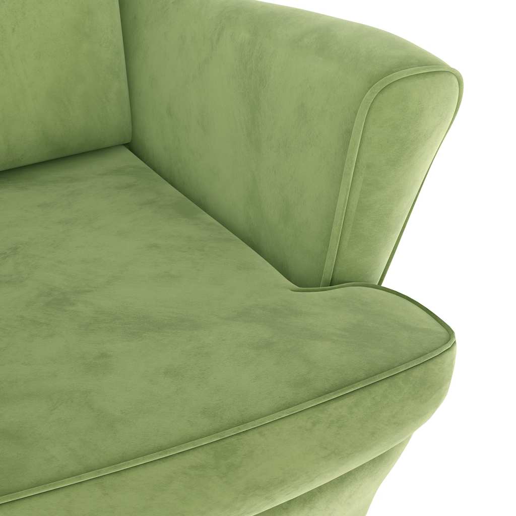 Fauteuil à oreilles avec tabouret vert clair velours - XIOS