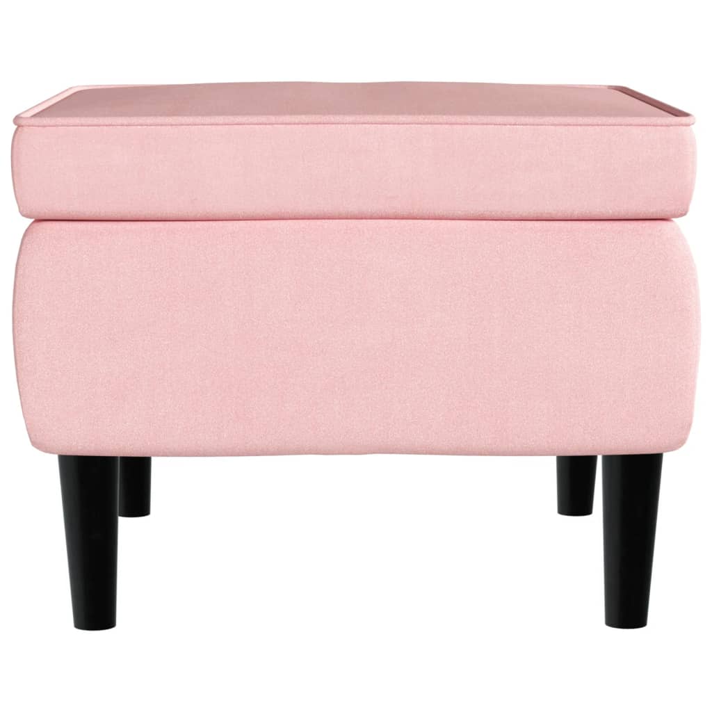 Fauteuil à oreilles avec tabouret rose velours - XIOS