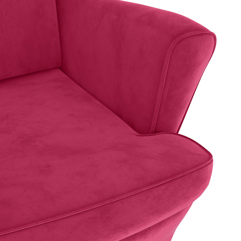 Fauteuil à oreilles avec tabouret bordeaux velours - XIOS