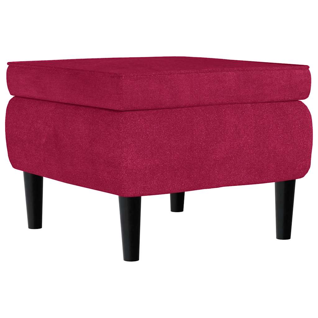 Fauteuil à oreilles avec tabouret bordeaux velours - XIOS