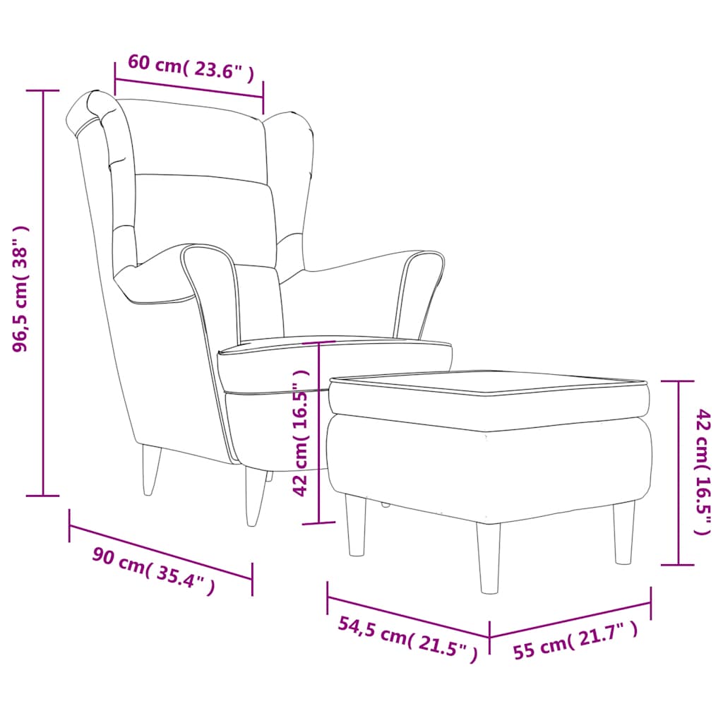 Fauteuil à oreilles avec tabouret bordeaux velours - XIOS