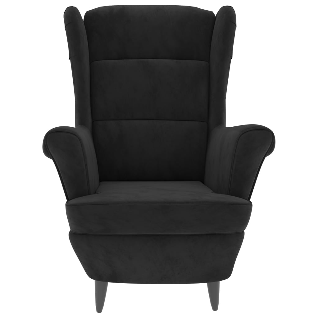 Fauteuil à oreilles avec tabouret noir velours - XIOS