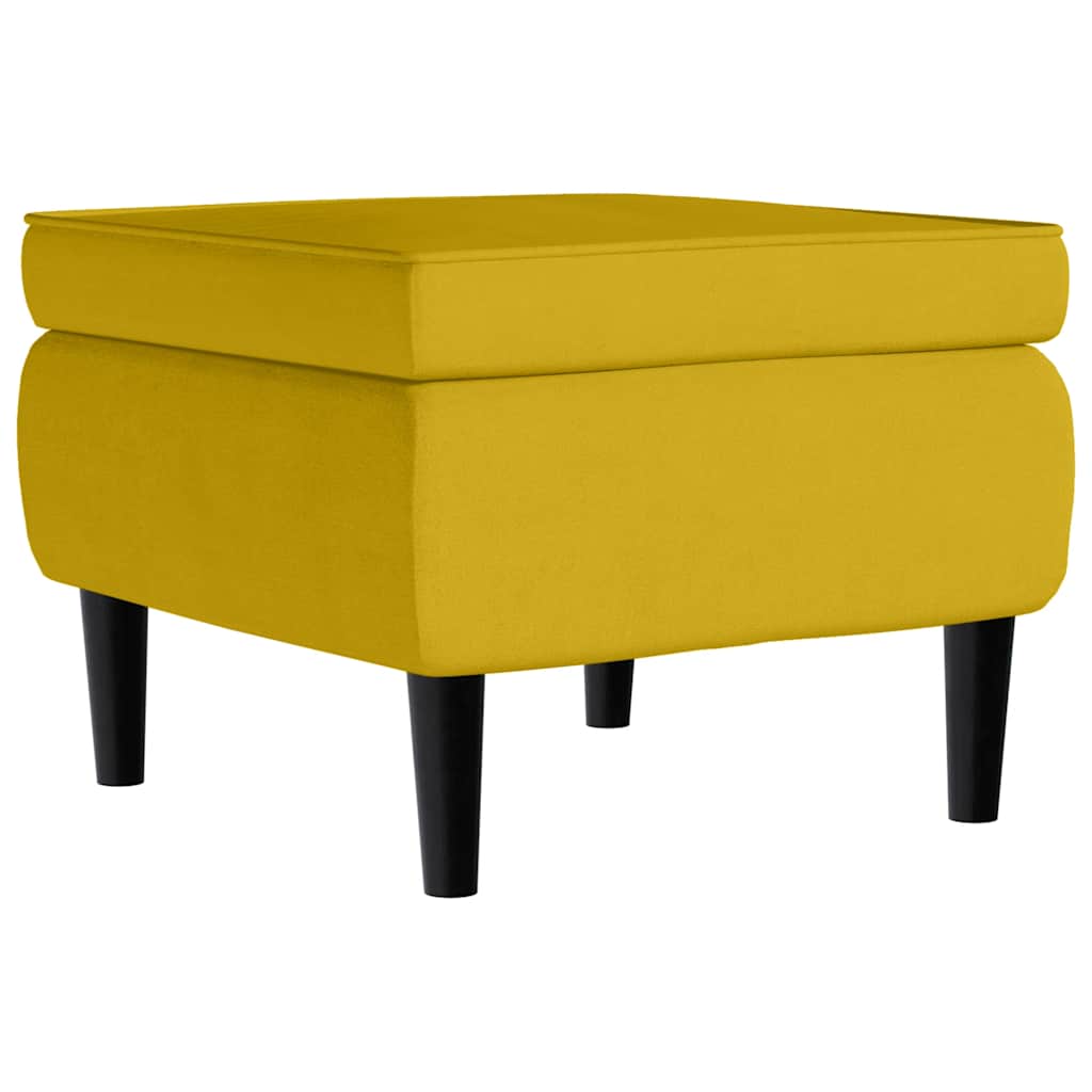 Fauteuil à oreilles avec tabouret jaune moutarde velours - XIOS