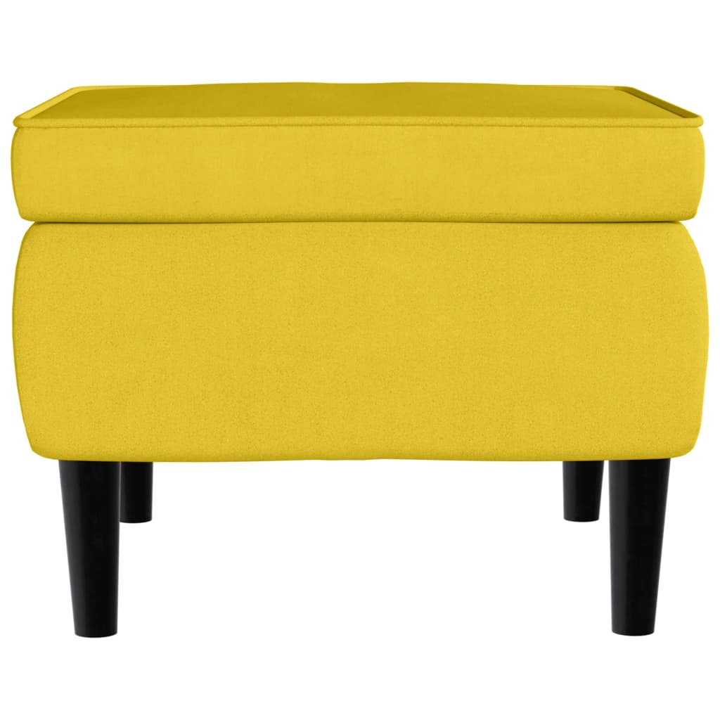 Fauteuil à oreilles avec tabouret jaune moutarde velours - XIOS