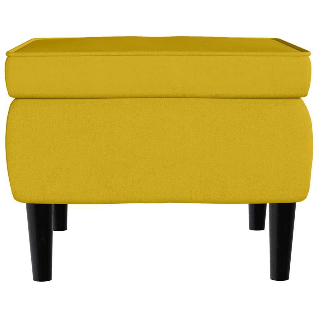 Fauteuil à oreilles avec tabouret jaune moutarde velours - XIOS