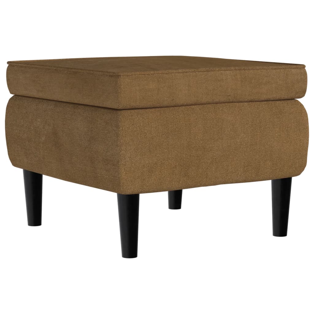 Fauteuil à oreilles avec tabouret marron velours - XIOS