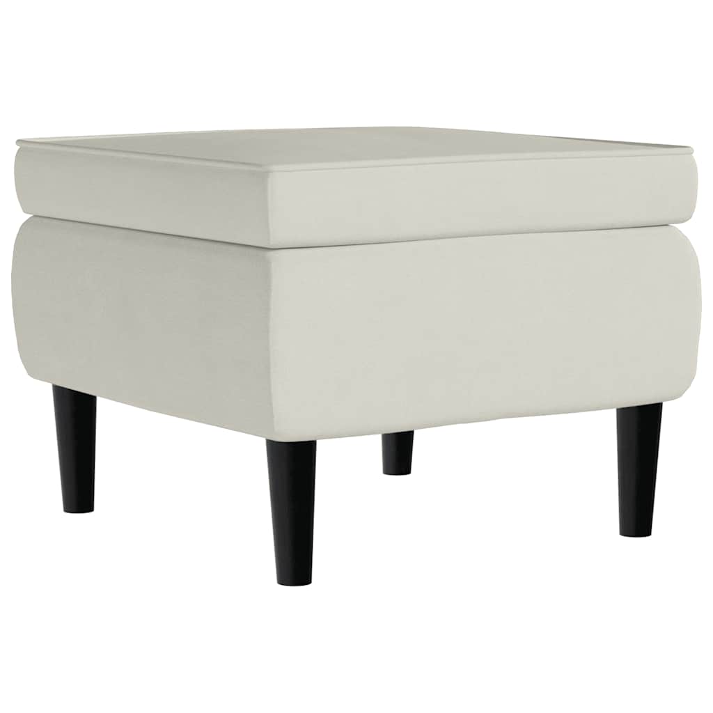 Fauteuil à oreilles avec tabouret crème velours - XIOS