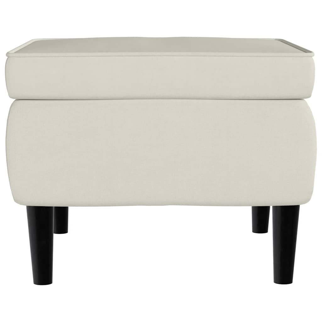 Fauteuil à oreilles avec tabouret crème velours - XIOS