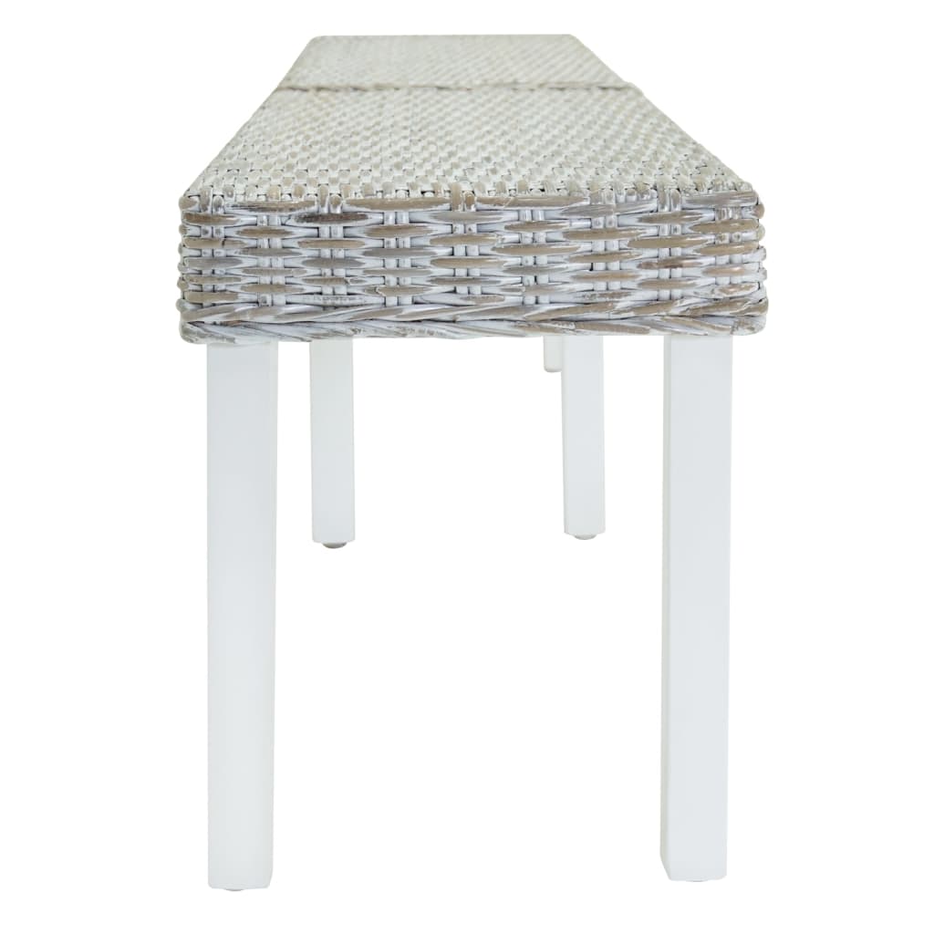Banc Blanc 160x35x45 cm Rotin kubu naturel et acajou solide - XIOS
