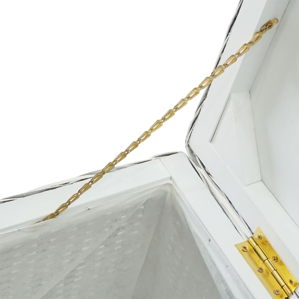 Boîte de rangement Blanc 110 cm Rotin kubu naturel et acajou - XIOS