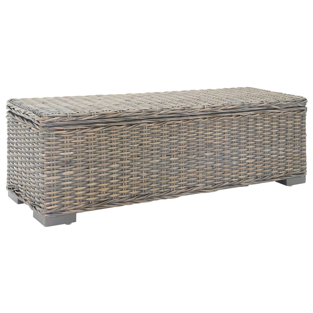 Boîte de rangement Gris 110 cm Rotin kubu naturel et acajou - XIOS