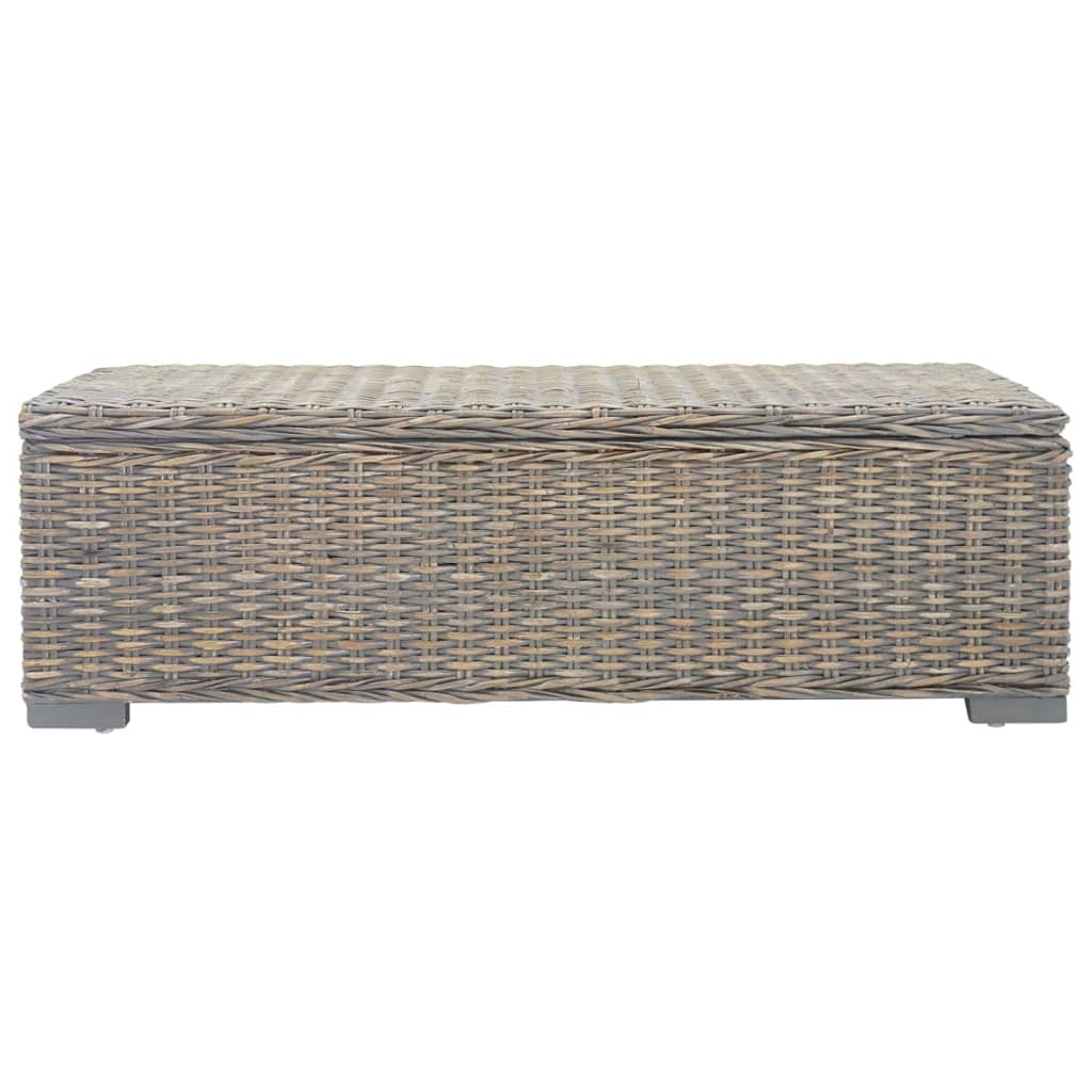 Boîte de rangement Gris 110 cm Rotin kubu naturel et acajou - XIOS