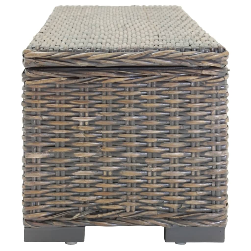 Boîte de rangement Gris 110 cm Rotin kubu naturel et acajou - XIOS