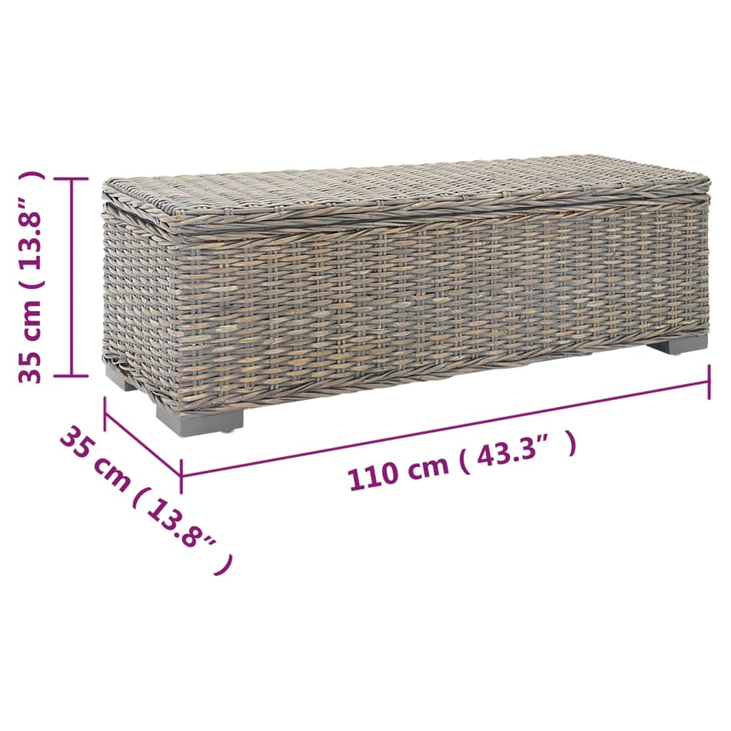 Boîte de rangement Gris 110 cm Rotin kubu naturel et acajou - XIOS