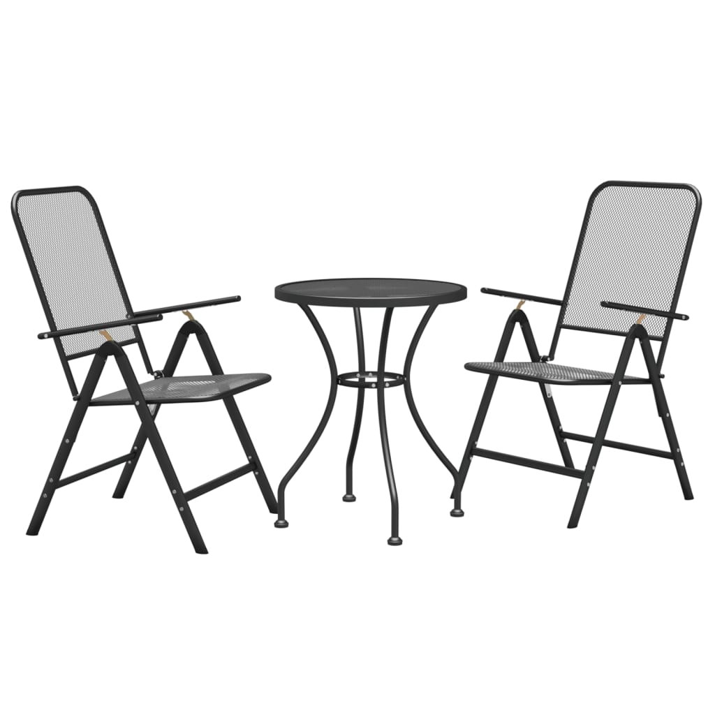 Ensemble à manger de jardin 3 pcs Maille Métal Anthracite