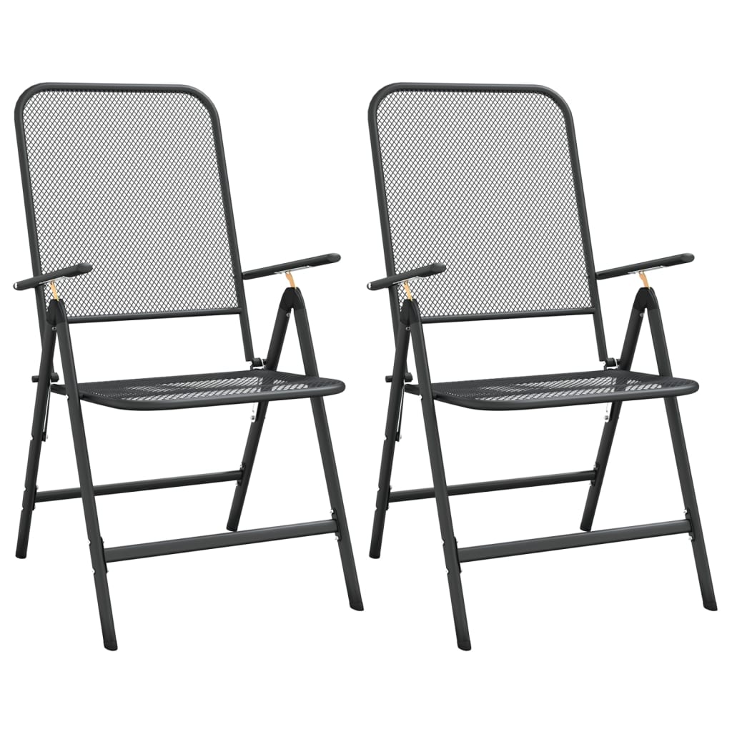 Ensemble à manger de jardin 3 pcs Maille Métal Anthracite