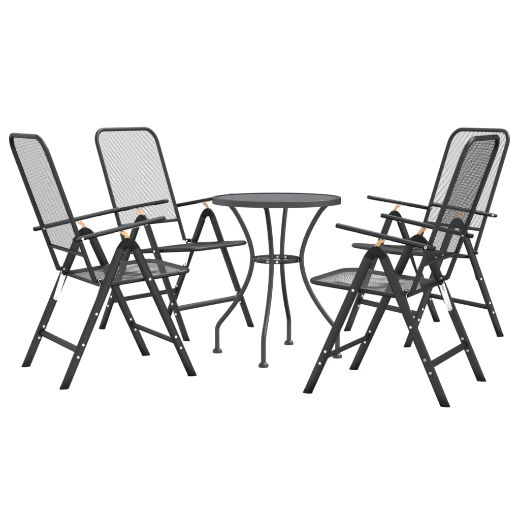 Ensemble à manger de jardin 5 pcs Maille Métal Anthracite