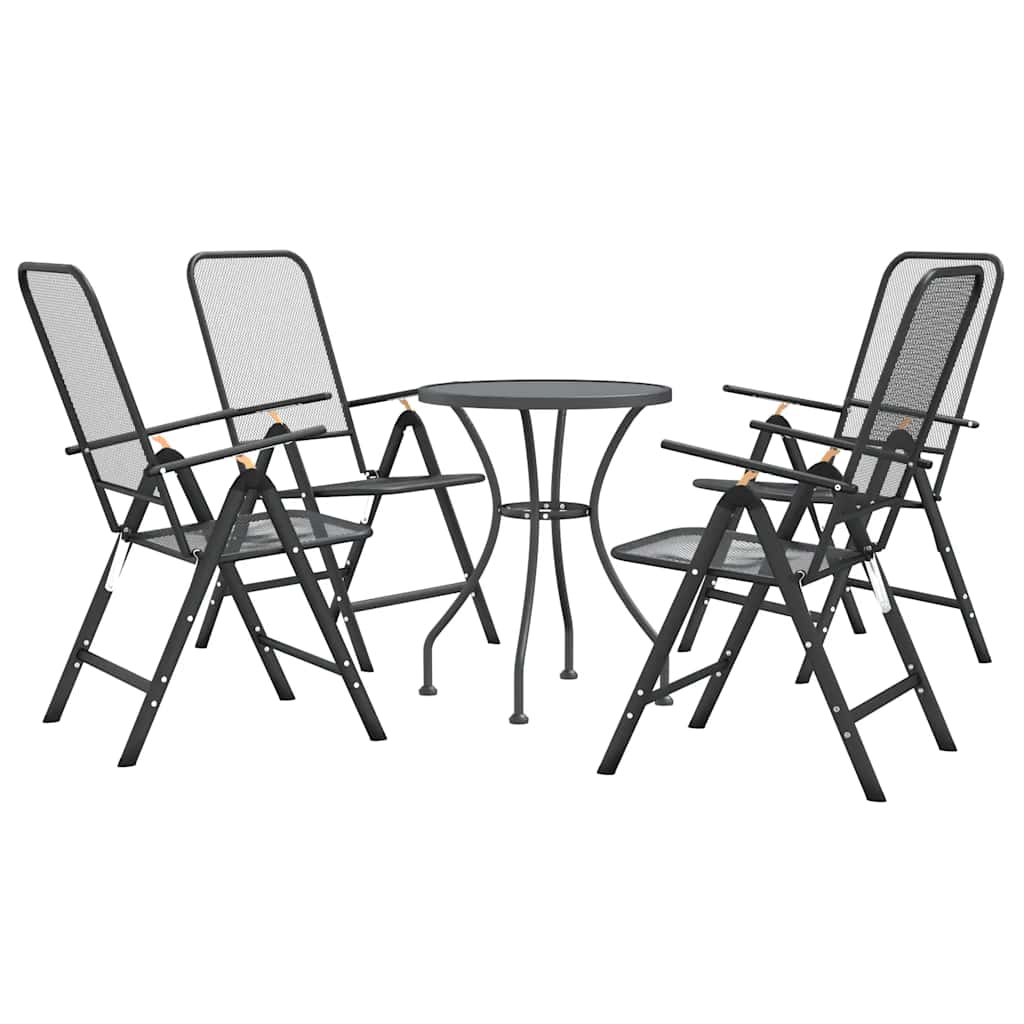 Ensemble à manger de jardin 5 pcs Maille Métal Anthracite