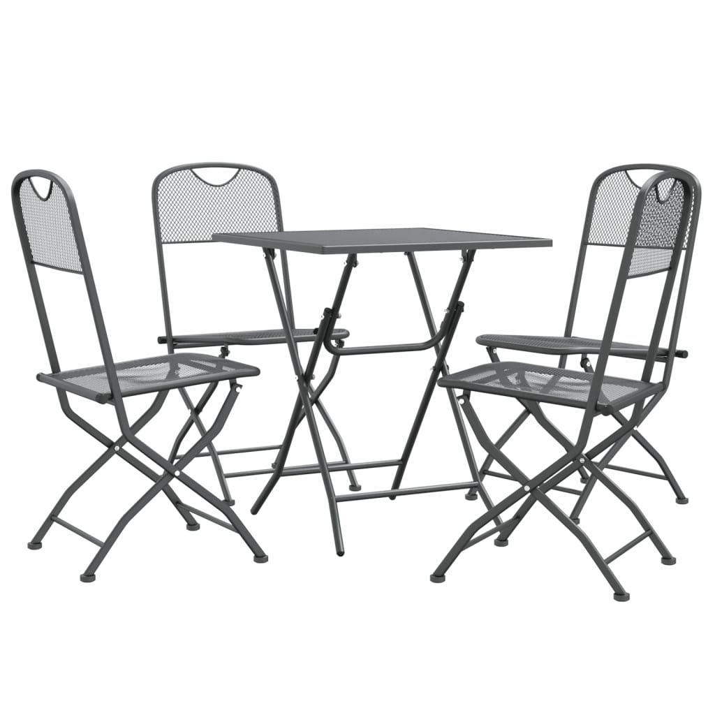 Ensemble à manger de jardin 5 pcs Maille Métal Anthracite