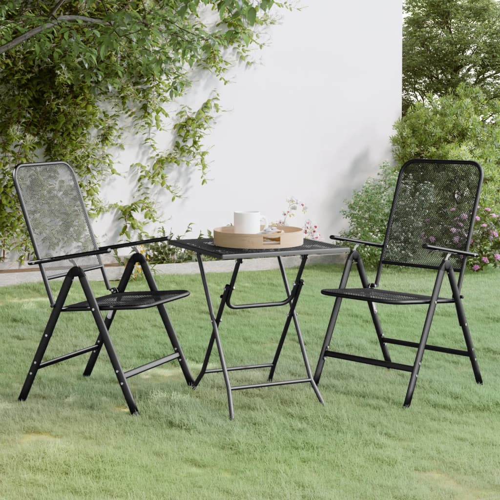 Ensemble à manger de jardin 3 pcs Maille Métal Anthracite